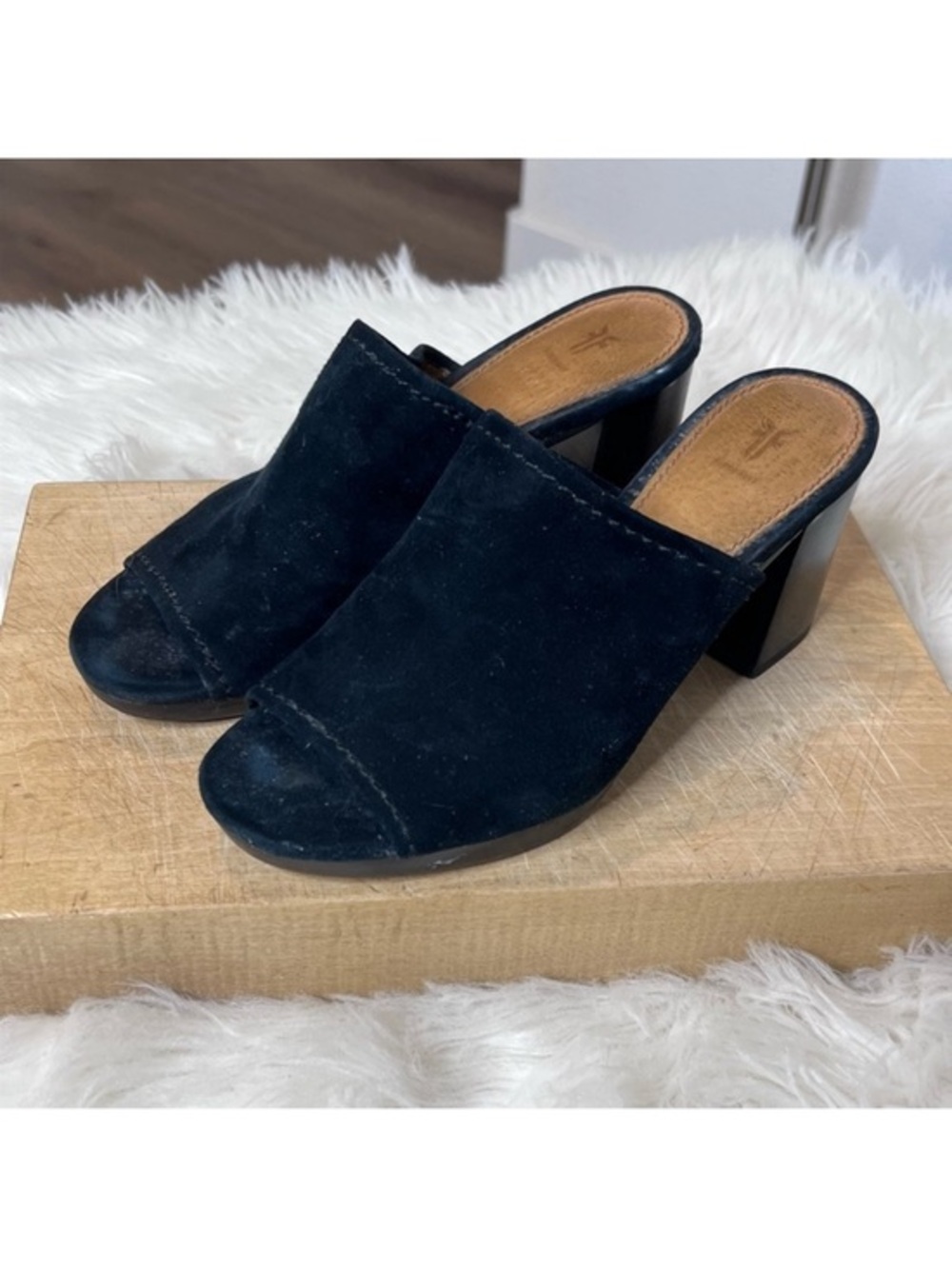Frye Black Suede Women's Mules